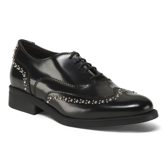 Boemos - Black Leather Silver Embellishment Round Toe Made In Italy Loafer SZ 39 - Picture 1 of 16